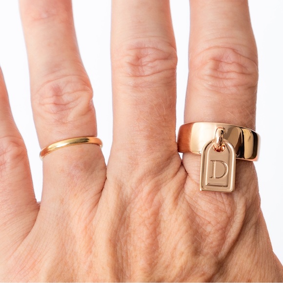G.I.L.I. Bronzo Italia Tag band initial ring rose gold tone letter D - Picture 11 of 16